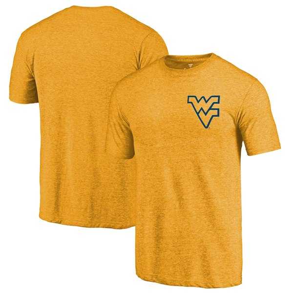West Virginia Mountaineers Fanatics Branded Gold Primary Logo Left Chest Distressed Tri Blend T-Shirt,We sell and wholesale West Virginia Mountaineers Fanatics Branded Gold Primary Logo Left Chest Distressed Tri Blend T-Shirt on line form chian!